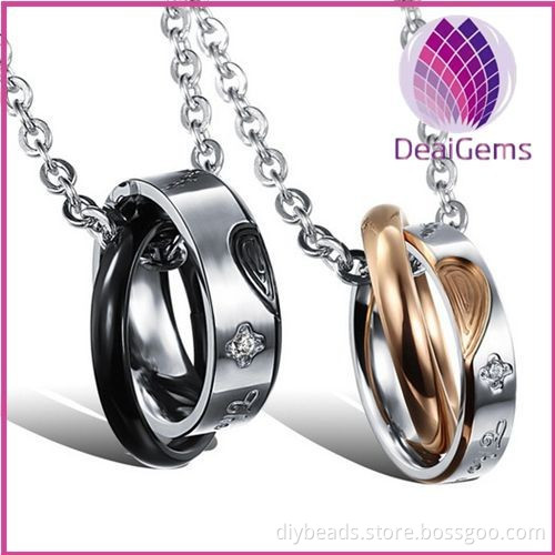 heart design 4-6mm wide stainless steel couple pendant